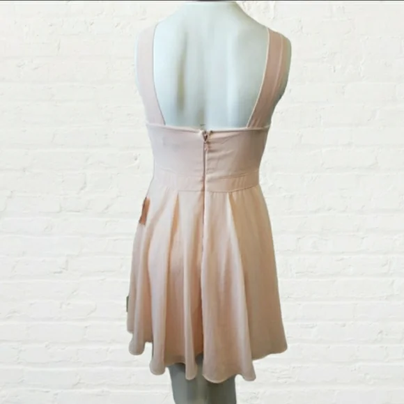 Lulus NWT small peach forevermore halter skater fit and flare mini dress - Picture 11 of 13